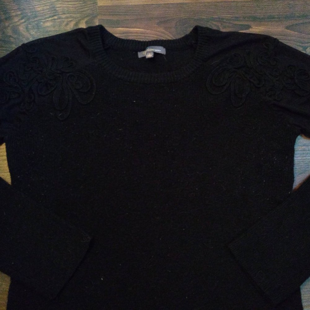 Black Sweater with See Through Shoulders